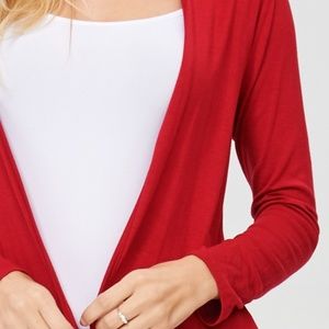 Red Long Knit Cardigan